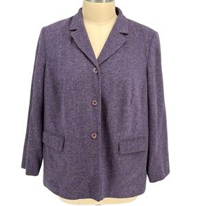 August Max Woman Blazer Purple‎ Tweed Wool Silk Blend 24W